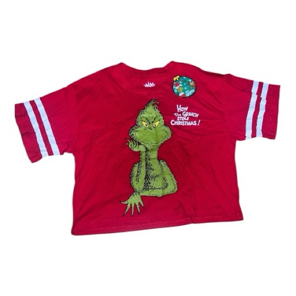Dr. Seuss nwt Jersey NWT Red Grinch womens T-Shirt unisex sz M crop - Picture 4 of 4